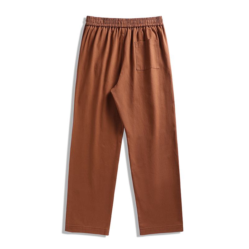Pantalon en coton pur rétro polyvalent avec taille élastique et cordon noué