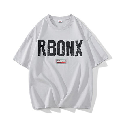 Camiseta de manga corta holgada y cómoda de algodón puro con estampado de letras.