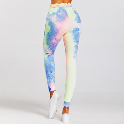 Yoga Tie Elasticity Loose Fit Casual Straight Sports Fitness Tie-Dye Running Sports Leggings