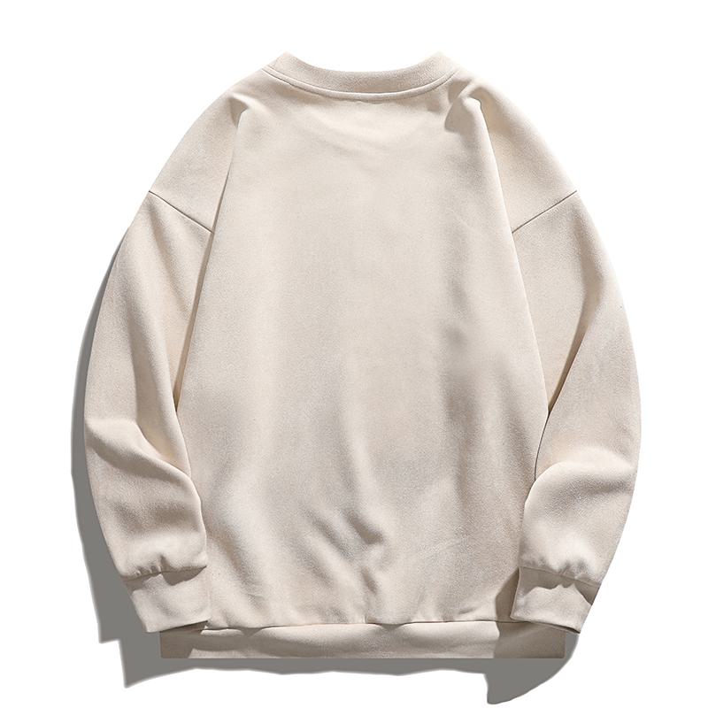 Solid Color Suede-Like Print Foam Sweatshirt