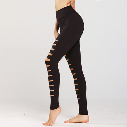 Eng anliegende, hoch taillierte Yoga-Leggings aus elastischem Wildleder mit Distressed-Look