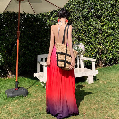 Rückenfreies Super-Fee Rot Verlauf Farbe Halfter Slimming-Kleid