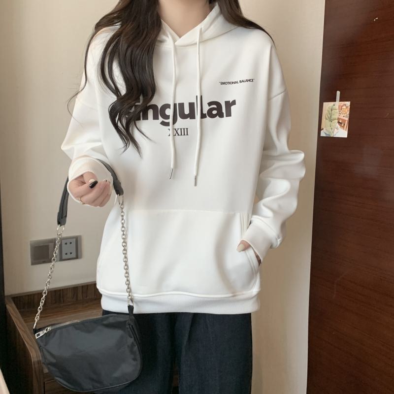 Print Thin Loose Fit Letter Hoodie
