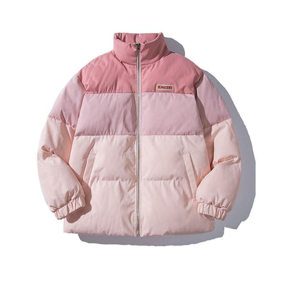 Stand-Up Collar Pink Niche Gradient Puffer Jacket