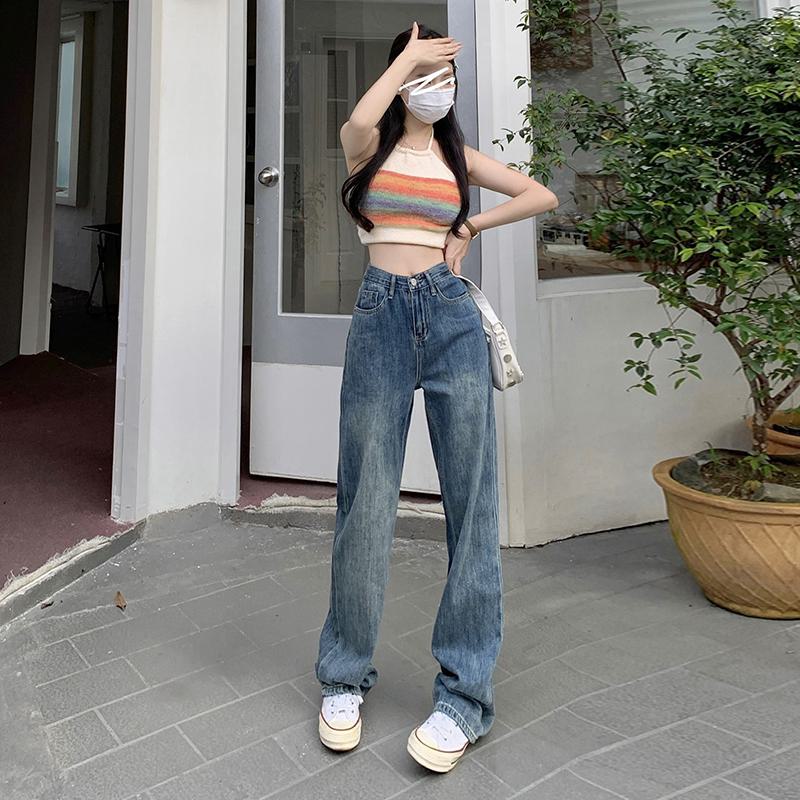 Retro Loose Fit High-Quality Cropped & Regular & Long Straight Leg Jeans