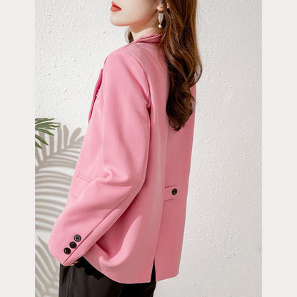 Slimming Pink Casual Blazer