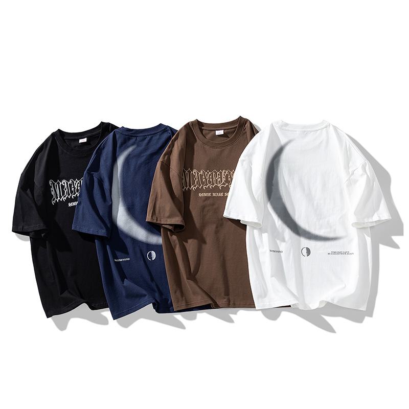 Lockeres T-Shirt aus reiner Baumwolle mit Print, weite Passform, angesagter Look.
