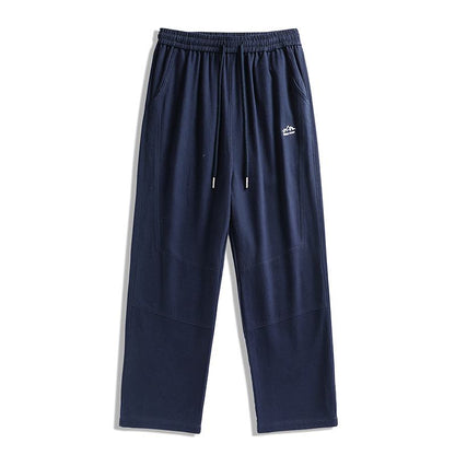 Pantalon de survêtement en coton pur avec taille élastique à cordon et lavage polyvalent