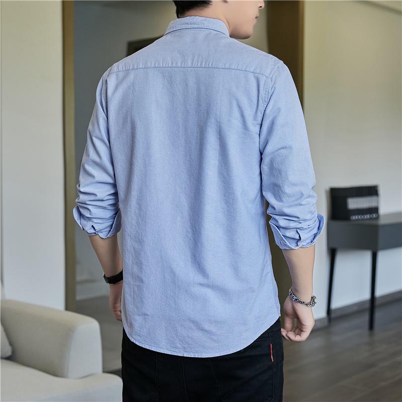 Camisa de manga larga entallada y elegante de algodón puro