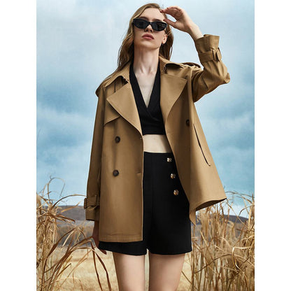 Double Breasted Cropped Trench Coat