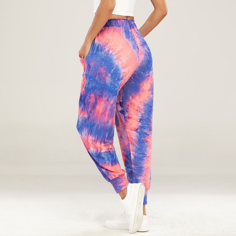 Pantalon de sport à nouer, ample et élastique, avec motif tie-dye pour le yoga et la course à pied