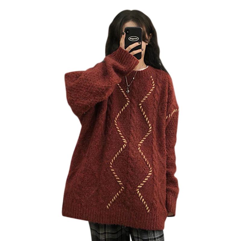 Suéter de punto rojo de nicho perezoso