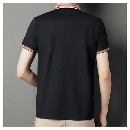 Hochwertiges Seiden-Baumwoll-Polo-Shirt mit kurzen Ärmeln für lässige und geschäftliche Anlässe.
