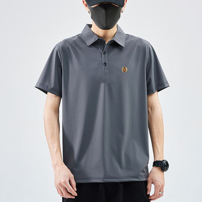 Wrinkle Resistant Lapel Tencel Elite Silky Houndstooth Short Sleeve Polo Shirt