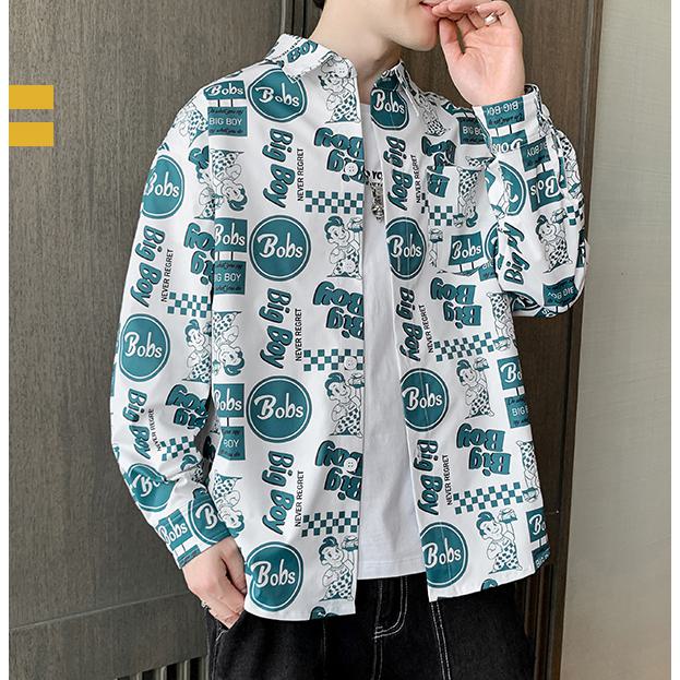 Print Trendy Vacation Style Casual Long Sleeve Shirt