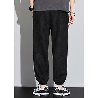 Knitted Casual Tapered Loose Fit Suede Sweatpant