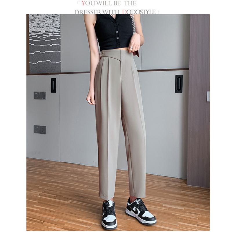 Pantalon slim taille haute et drapé polyvalent pour femmes petites