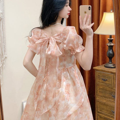 Floral Pattern French Style Gentle Dress