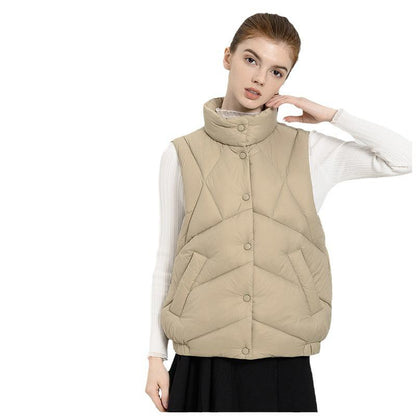 Stand-Up Collar Quilted Button Front Down Jacket