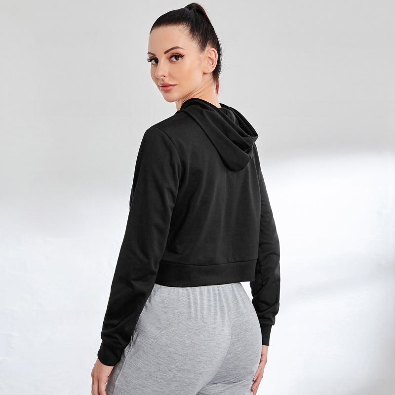 Hooded Solid Casual Running Sports Tee