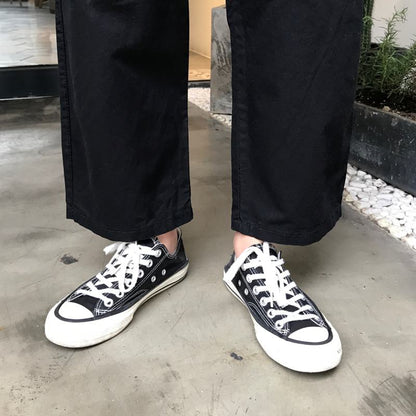 Pantalon rétro ample à taille élastique en coton pur