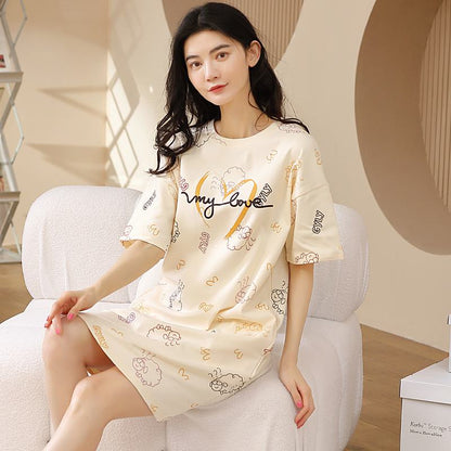 Sheep Tightly Woven Pure Cotton Heart-Shaped Lounge Dress