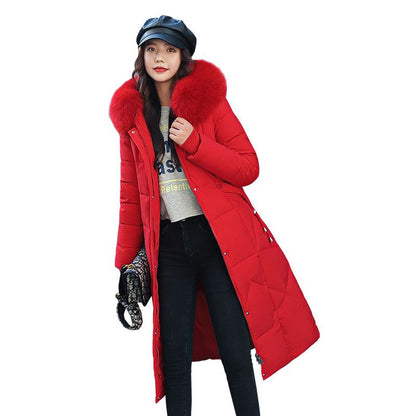 Knee-Length Thickened Faux-Fur Collar Puffer Coat