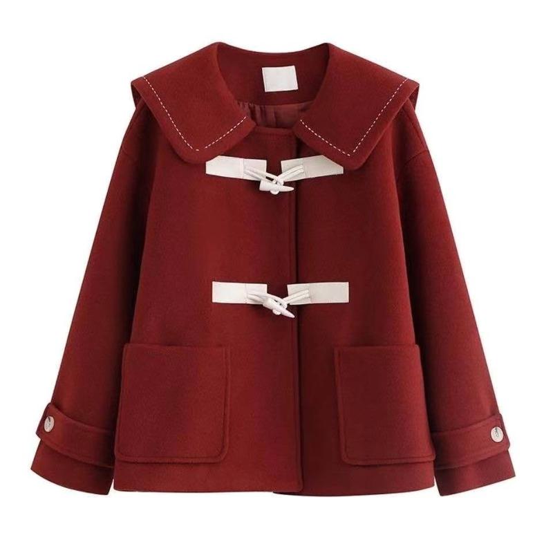 Cropped Thickened Duffle Coat