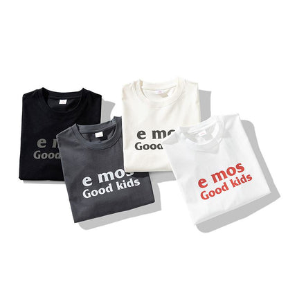 Tee-shirt à manches courtes en coton pur et ample, polyvalent et avec des lettres.