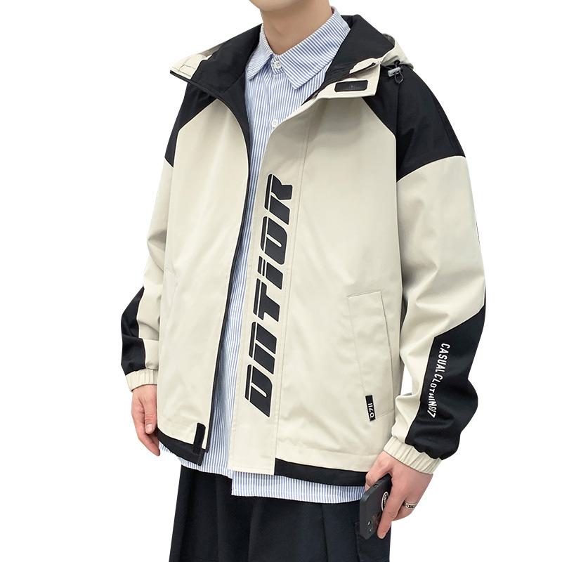 カジュアルな作業着スタイルの多機能レインコートフード付きジャケット