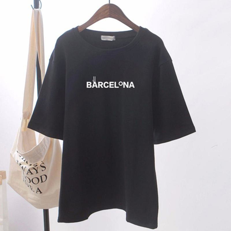 Camiseta de manga corta suelta y holgada con letras en estilo midi