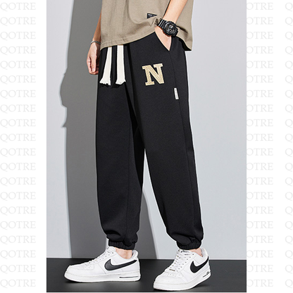 Casual Tapered Knitted Letter Sweatpant