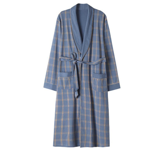 Plaid Atmospheric Belted Cotton Night Robe