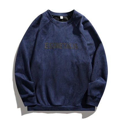 Sweatshirt en similicuir avec motif de lettres, simple et polyvalent