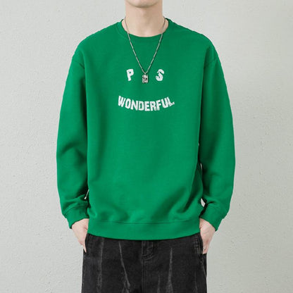 Versatile Loose Fit Round Neck Trendy Letter Sweatshirt