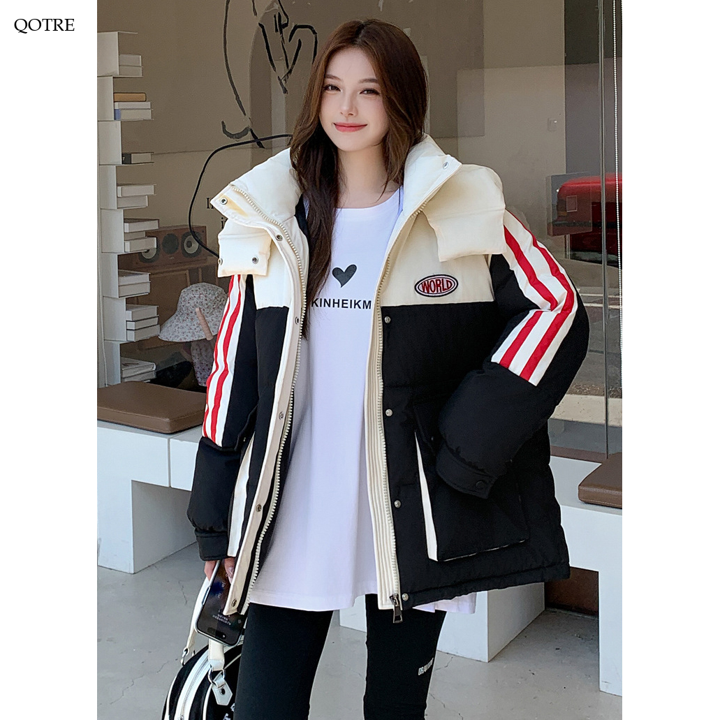 Thickened Color Clash Puffer Jacket