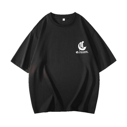 Kurzarm-T-Shirt mit Rundhalsausschnitt und vielseitigem Druck, aus reiner Baumwolle, bequem mit überschnittenen Schultern.