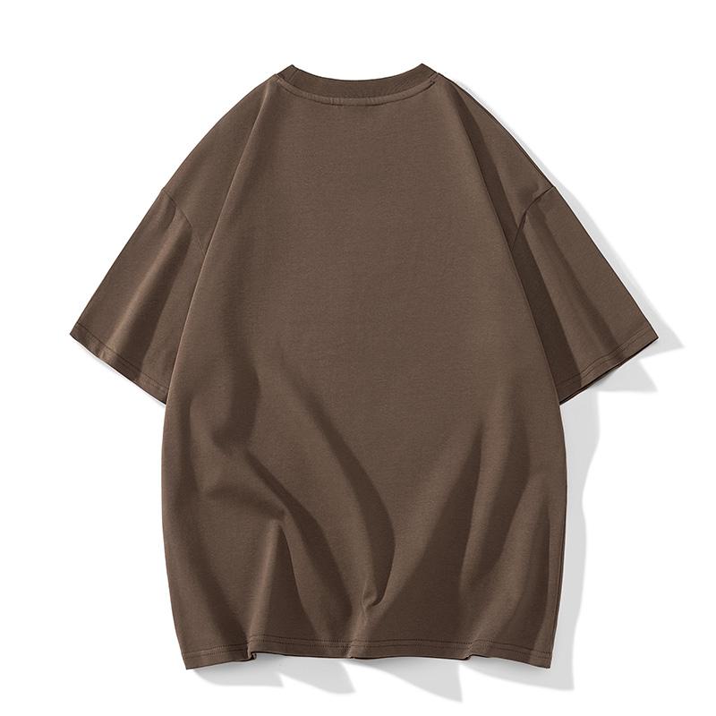 ルーズフィットのドロップショルダーピュアコットン多用途半袖Tシャツ