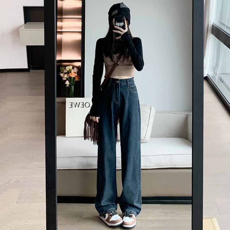 Slimming Dark-Colored Cropped & Regular & Long High-Waisted Jeans