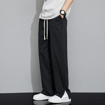 Versatile Straight Draping Trendy Knitted Split Sweatpant
