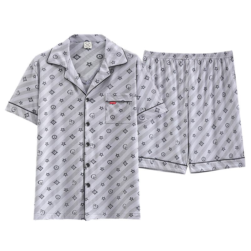 Modal-Sterne-Lycra-Pyjama-Set mit Knopfleiste und Tasche