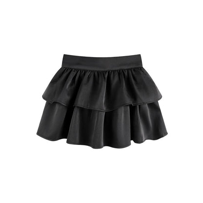 Pear-Shaped High-Waisted Petite Slimming Two Layer Fluffy Skirt
