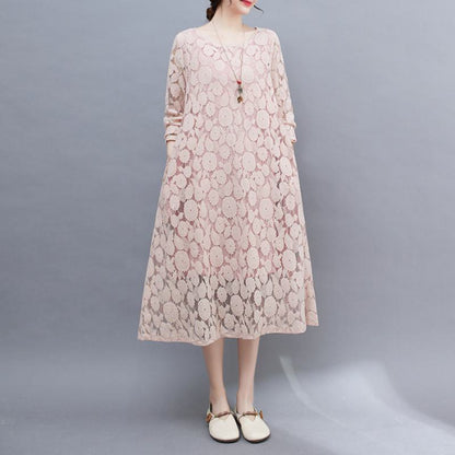 Lace Loose Fit Slimming Chic Versatile Artistic Atmospheric Dress