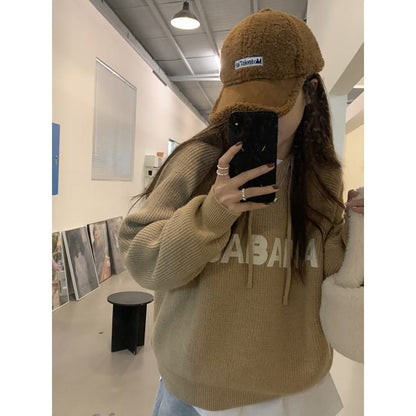 Pullover Retro Worn Outside Loose Fit Letter Lazy Sweater