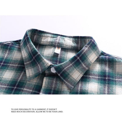 Plaid Trendy Casual Workwear Draping Gradient Long Sleeve Shirt