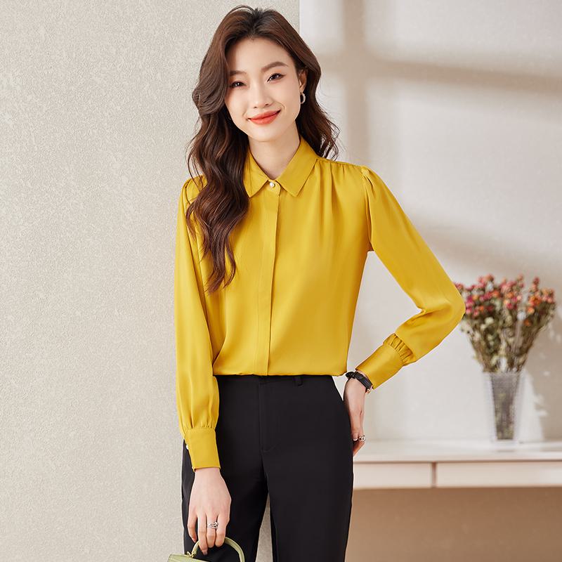 Loose Fit Satin Finish Bubble Sleeve Chic Niche Shirt