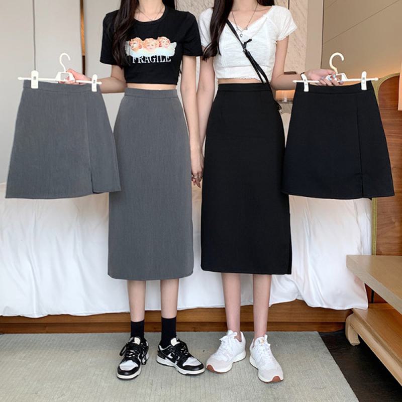 High-Waisted Zipper Split Slimming Bodycon Skirt
