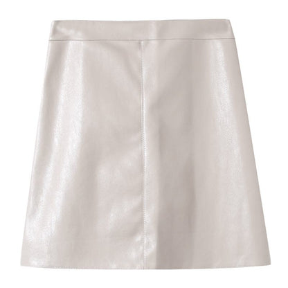 A-Line High-Waisted PU Bodycon Skirt