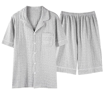 Lycra Jacquard Pocket Button Front Pj Set - Pyjama-Set mit Knopfleiste und Tasche