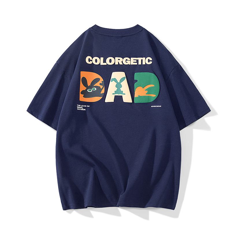 Cómoda camiseta de manga corta estampada de algodón puro y corte holgado